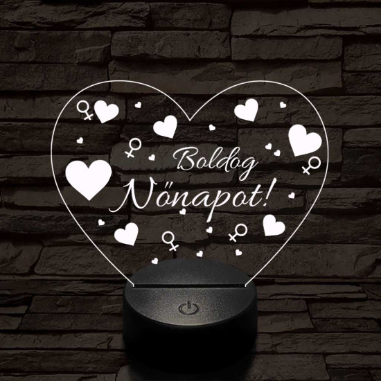Nőnapos szív-forma 7 színű 3D led lámpa