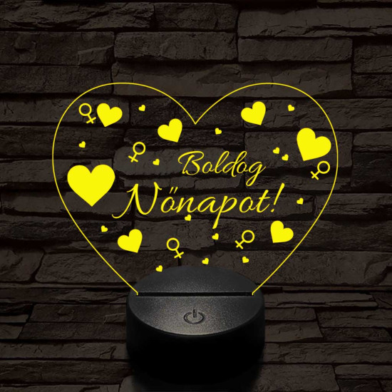 Nőnapos szív-forma 7 színű 3D led lámpa