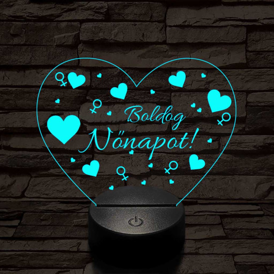 Nőnapos szív-forma 7 színű 3D led lámpa