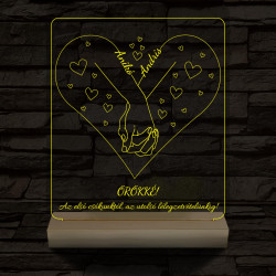 Szerelmes kézfogás személyre szabott fatalppal 7 színű 3D led lámpa