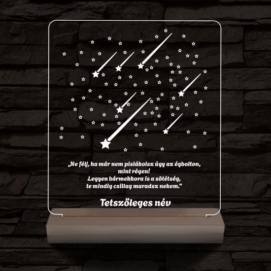 Csillaghullás személyre szabott 20 cm fa talp 7 színű 3D led lámpa