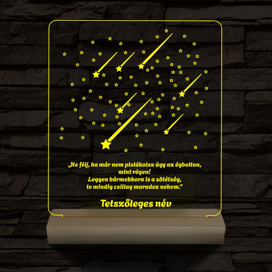 Csillaghullás személyre szabott 20 cm fa talp 7 színű 3D led lámpa