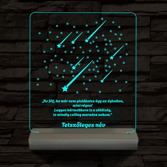 Csillaghullás személyre szabott 20 cm fa talp 7 színű 3D led lámpa