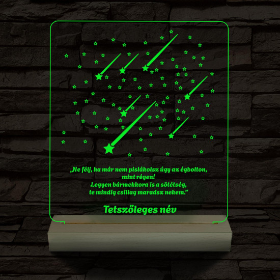 Csillaghullás személyre szabott 20 cm fa talp 7 színű 3D led lámpa