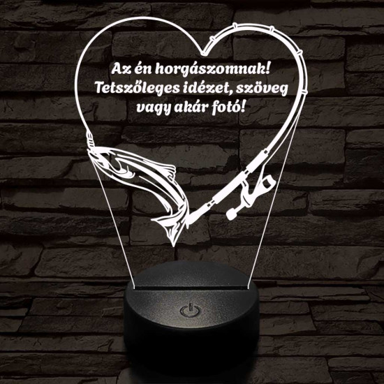 Horgász Love fotógravírozás  7 színű 3D led lámpa