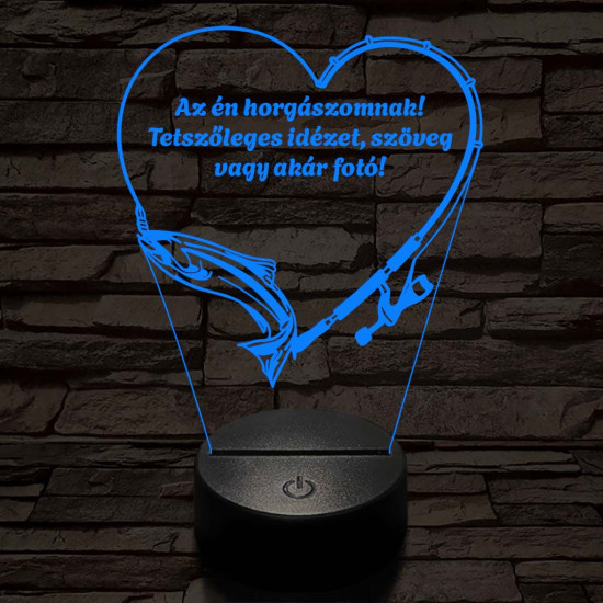 Horgász Love fotógravírozás  7 színű 3D led lámpa