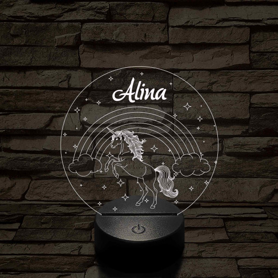 Varázslatos Unikornis 7 színű LED Lámpa – Egyedi névvel