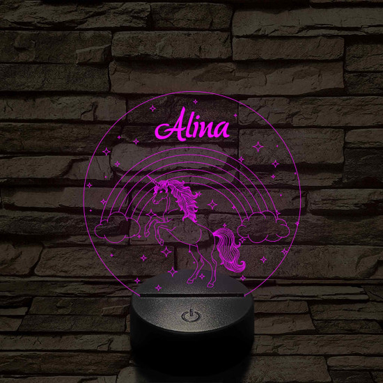 Varázslatos Unikornis 7 színű LED Lámpa – Egyedi névvel