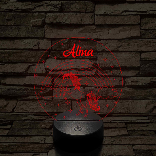 Varázslatos Unikornis 7 színű LED Lámpa – Egyedi névvel