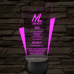 Személyre szabható Prizma Díjlámpa – 7 színű, színváltós LED trófea