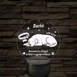 Hűséges Barát – Személyre szabható kutya emlék 7 színű, színváltós 3D LED lámpa