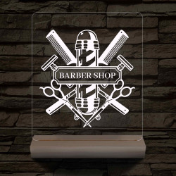 Egyedi Barber Shop – 7 színű, színváltós 3D LED lámpa