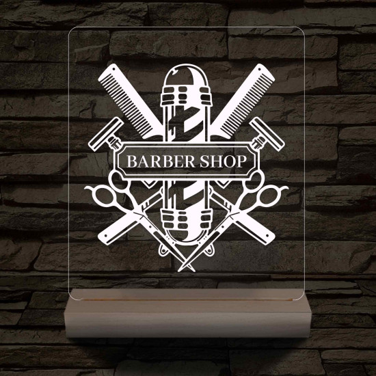 Egyedi Barber Shop – 7 színű, színváltós 3D LED lámpa