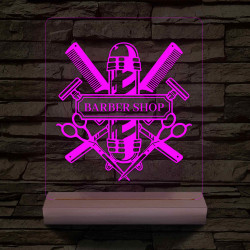 Egyedi Barber Shop – 7 színű, színváltós 3D LED lámpa