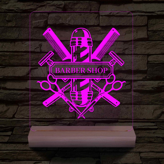 Egyedi Barber Shop – 7 színű, színváltós 3D LED lámpa