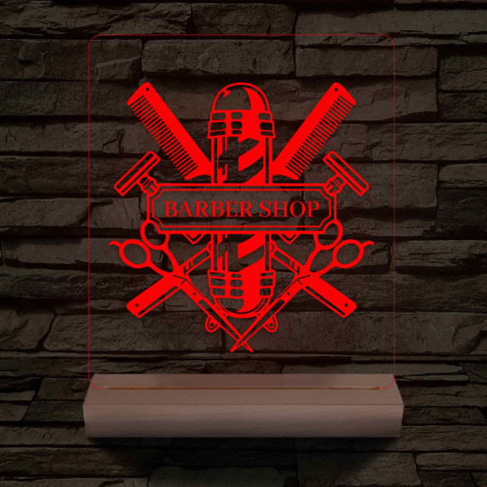 Egyedi Barber Shop – 7 színű, színváltós 3D LED lámpa