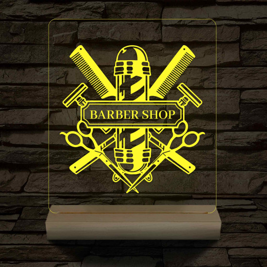 Egyedi Barber Shop – 7 színű, színváltós 3D LED lámpa