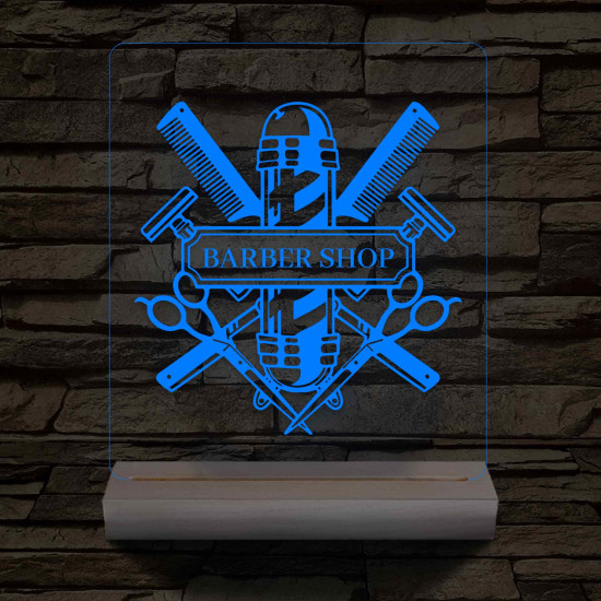 Egyedi Barber Shop – 7 színű, színváltós 3D LED lámpa