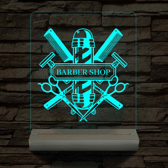 Egyedi Barber Shop – 7 színű, színváltós 3D LED lámpa