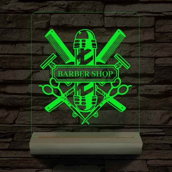 Egyedi Barber Shop – 7 színű, színváltós 3D LED lámpa