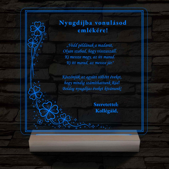 Szerencsés Nyugdíjas Évek – Négylevelű lóhere mintás, 7 színű, színváltós 3D LED lámpa