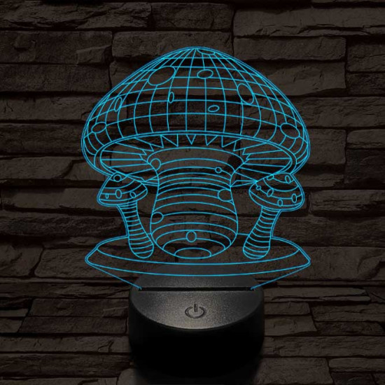 Gombák 7 színű 3D led lámpa