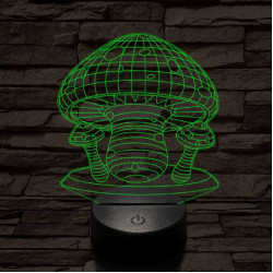 Gombák 7 színű 3D led lámpa