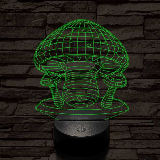 Gombák 7 színű 3D led lámpa