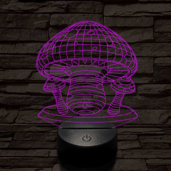 Gombák 7 színű 3D led lámpa