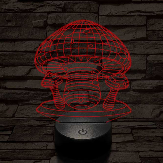 Gombák 7 színű 3D led lámpa