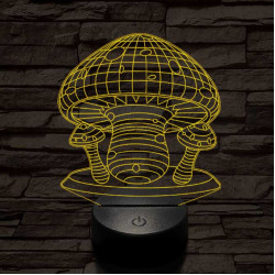 Gombák 7 színű 3D led lámpa