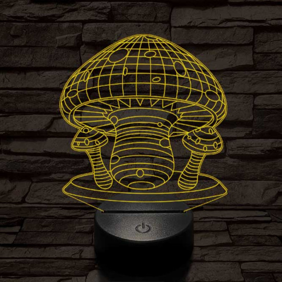 Gombák 7 színű 3D led lámpa