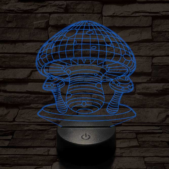 Gombák 7 színű 3D led lámpa