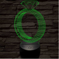 Köves gyűrű, 7 színű 3D led lámpa