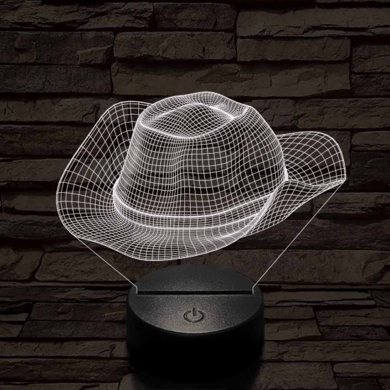 Cowboy kalap  7 színű 3D led lámpa