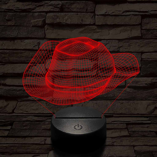 Cowboy kalap  7 színű 3D led lámpa