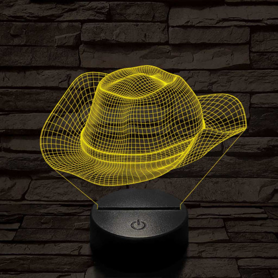 Cowboy kalap  7 színű 3D led lámpa