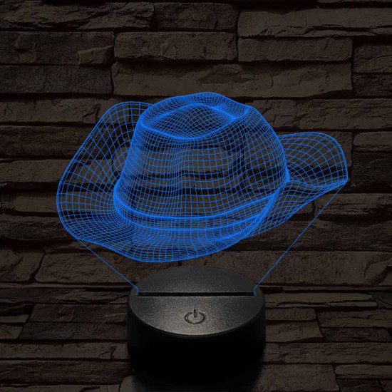 Cowboy kalap  7 színű 3D led lámpa