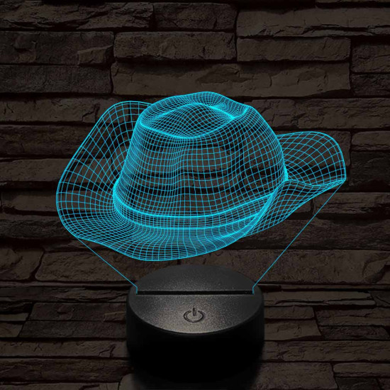 Cowboy kalap  7 színű 3D led lámpa