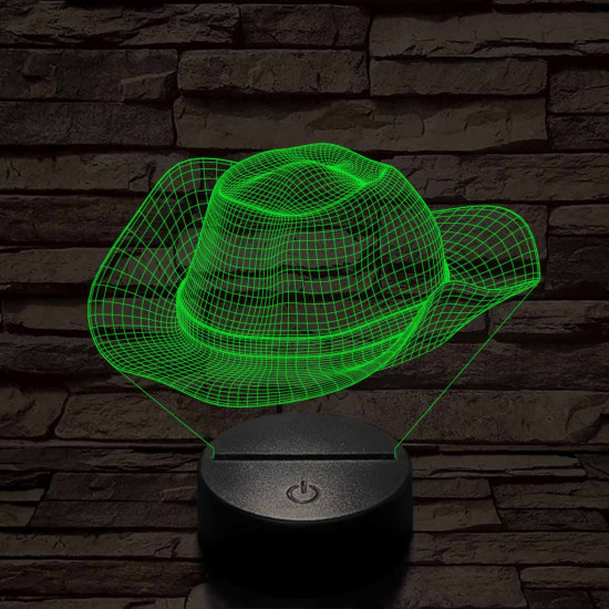 Cowboy kalap  7 színű 3D led lámpa