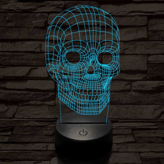 Koponya térhálós 7 színű 3D led lámpa