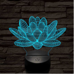 Lótusz virág 7 színű 3D led lámpa