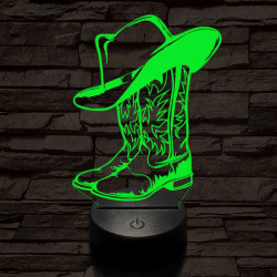 Cowboy kalap és csizma 7 színű 3D led lámpa