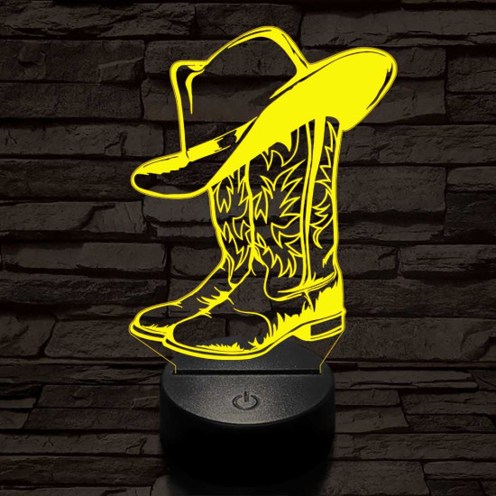 Cowboy kalap és csizma 7 színű 3D led lámpa