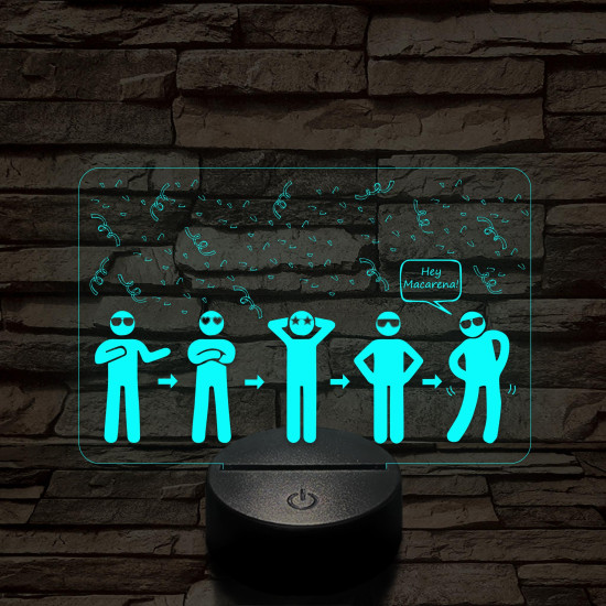 Hey Macarena meme 7 színű 3D led lámpa