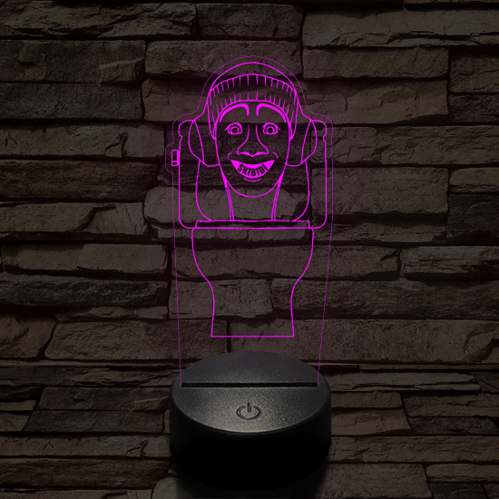 Skibidi Toilet meme 7 színű 3D led lámpa