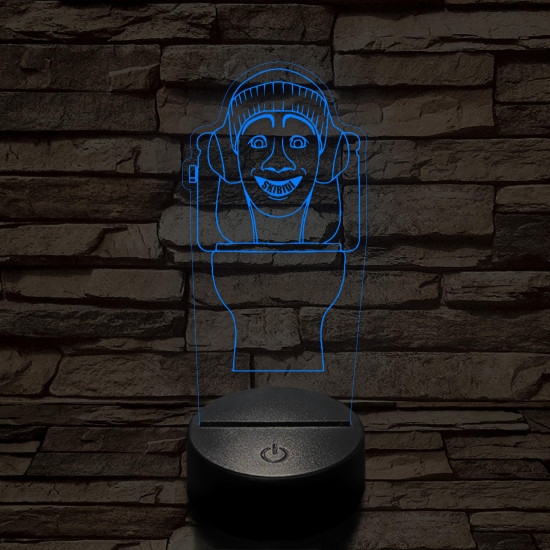 Skibidi Toilet meme 7 színű 3D led lámpa