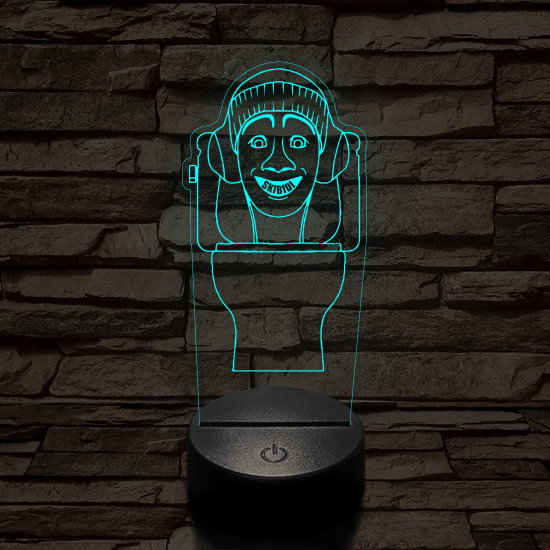 Skibidi Toilet meme 7 színű 3D led lámpa