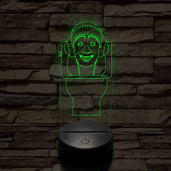 Skibidi Toilet meme 7 színű 3D led lámpa