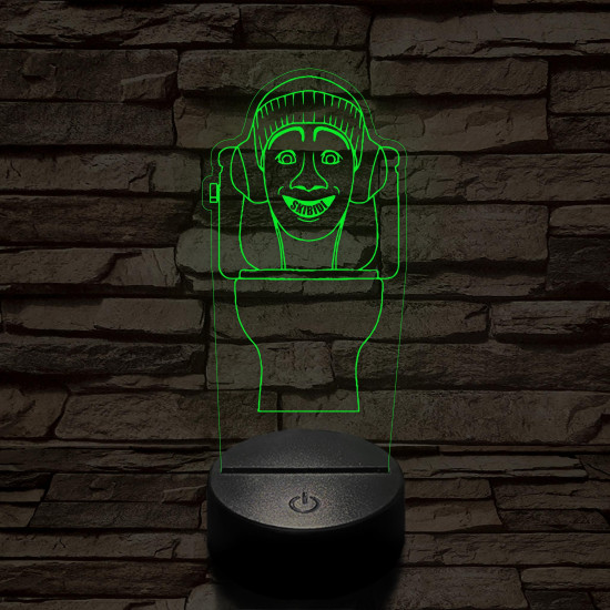 Skibidi Toilet meme 7 színű 3D led lámpa